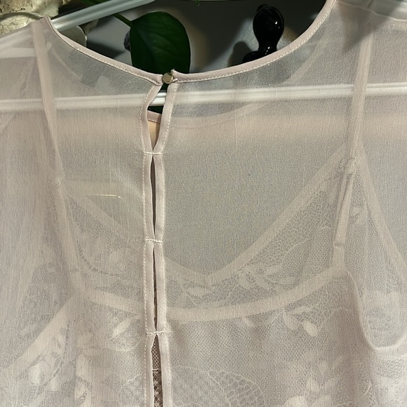 Blush Pink Sheer Dynamite Long Sleeve Blouse - Picture 8 of 8